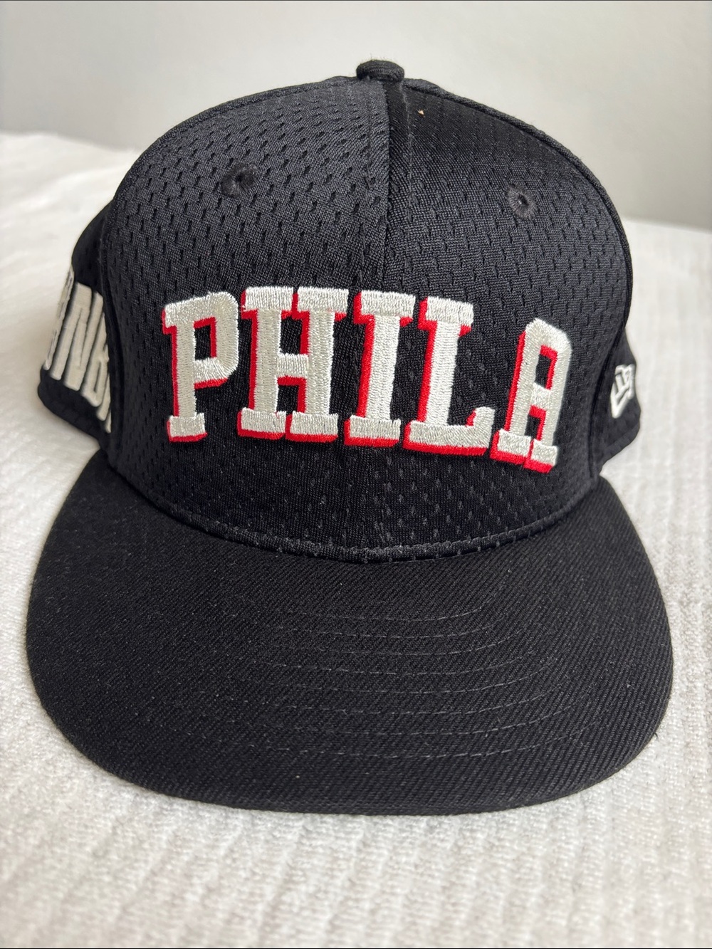 New Era PHILA Black Hat with White & Red Lettering